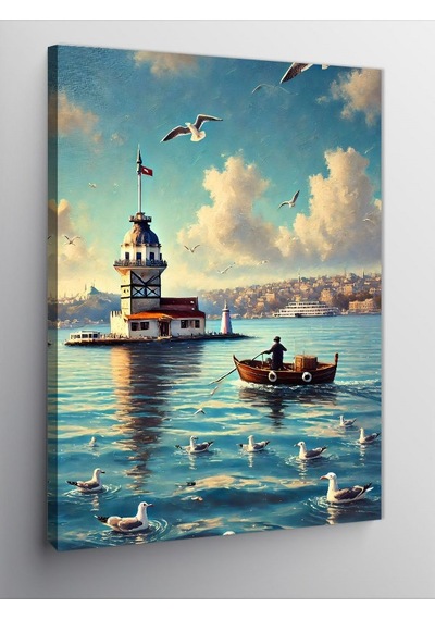 Kanvas Tablo Kız Kulesi Ve Deniz 50cmx70cm