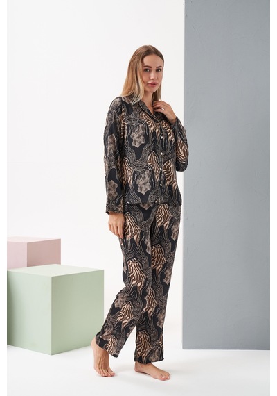 Relax Mode Kadın Siyah/leopar Pijama Takım - 28039r