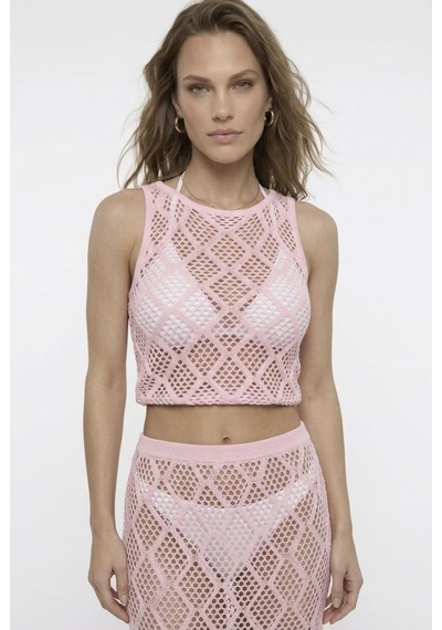 Neden Tekstil Dantel Görünümlü Ajurlu Beachwear Crop Top Ve Yırtmaçlı Uzun Etek Triko Takım - Açık Pembe Neden Tekstil Dantel Görünümlü Ajurlu Beachwear Crop Top Ve Yırtmaçlı Uzun Etek Triko Takım - Açık Pembe