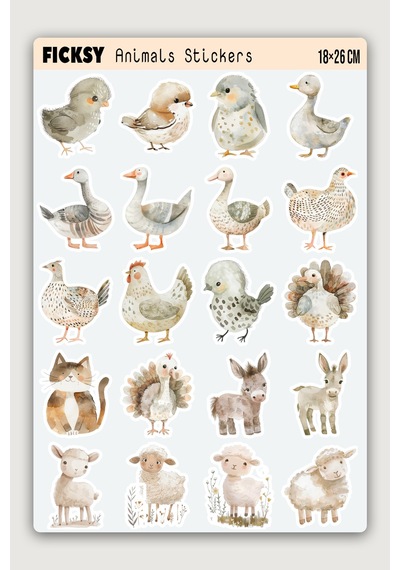 Sevimli Çiftlik Hayvanları Sticker Seti - 140 Adet Etiket Çıkartma Diğer