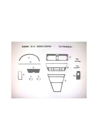 Bmw X-3 2003-2010 12 Parça Torpido Kaplama Renk Karbon