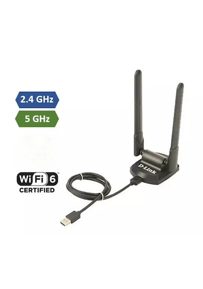 D-link Dwa-x1852 Kablosuz Ax1800 Wi-fi 6 Dual Band 2 Harici Antenli Ve Uzatma Kablolu Usb 3.0 Adaptör
