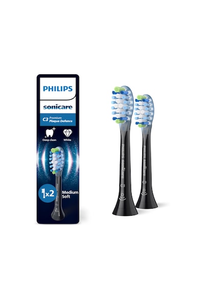 Philips HX9042/88 Sonicare Premium Plak Savunması 2'li Diş Fırçası Başlığı Siyah