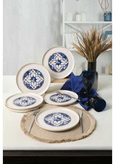Keramika Wave Flow Nordic Pasta Tabağı 22 Cm 6 Adet 22748 Çok Renkli