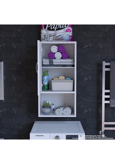 Şile 45 X 85 X 32,5 Cm Makine Üstü Asma Ve Çok Amaçlı Banyo Dolabı Beyaz
