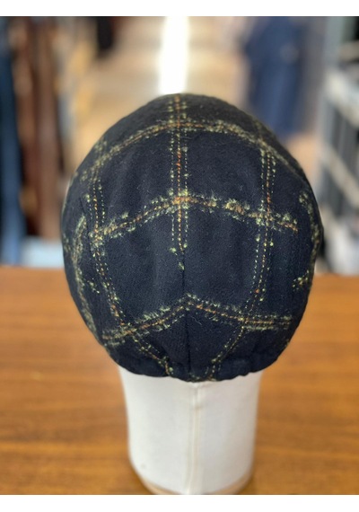 Hamze İngiliz London Model Kareli Kaşe Kumaş Kasket Şapka Siyah