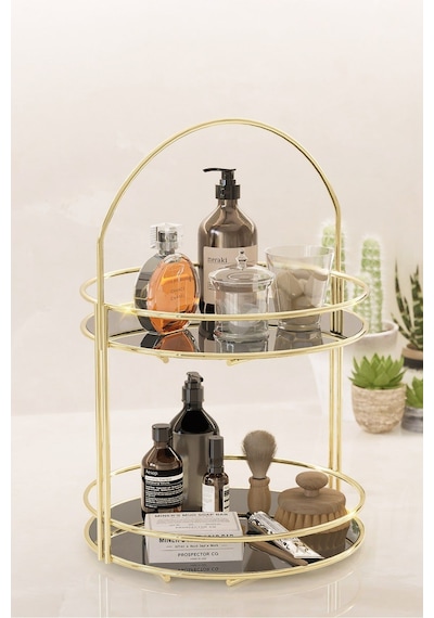Banyo Düzenleyici 2 Katlı 40 Cm Gold Lüks Düzenleyici Organizer Banyo Rafı Şampuanlık Dekoratif Gold Banyo Düzenleyici 2 Katlı 40 Cm Gold Lüks Düzenleyici Organizer Banyo Rafı Şampuanlık Dekoratif Gold