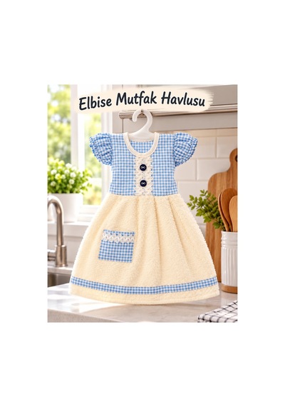 Elbise Mutfak Havlusu 20x30cm Açık Mavi Pöti Çok Renkli