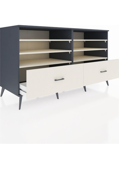 Kronos Konsol 6 Raflı 2 Çekmeceli 176x59x99 Antrasit-aytaşı Antrasit-aytaşı