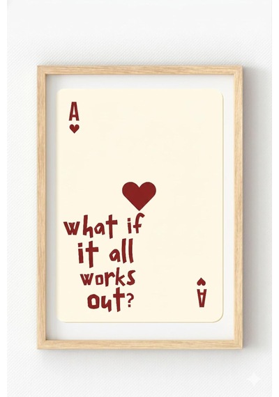 Ahşap Çerçeveli What If It All Works Out Poster As Kartı İlham Temalı Minimal Duvar Tablosu Ahşap Çerçeveli 21 X 30
