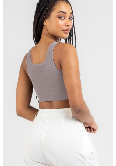 Madmext Füme Askılı Basic Crop Top Bluz Mg1757-füme