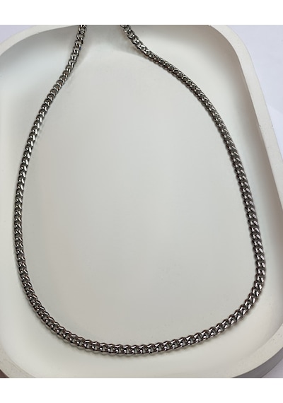Erkek 5 Mm Kalınlığında Çelik Zincir Kolye Silver