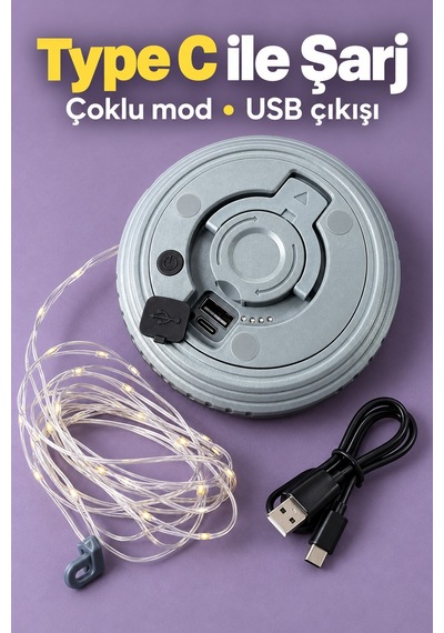 Led Şeritli Kamp Işığı Type C Şarj Girişli - Lisinya