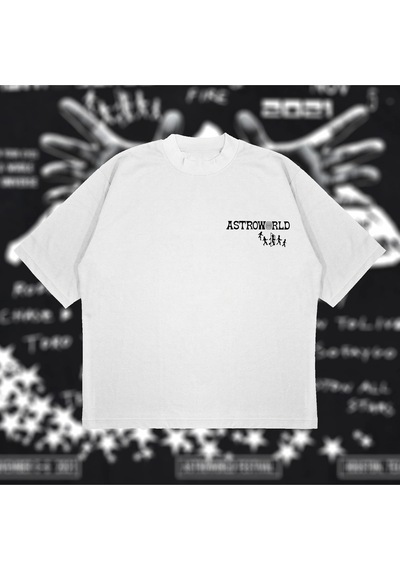 Tarzsokak Astroworld Oversize Unisex Pamuklu Nefes Alan Kalın Kumaşlı Beyaz