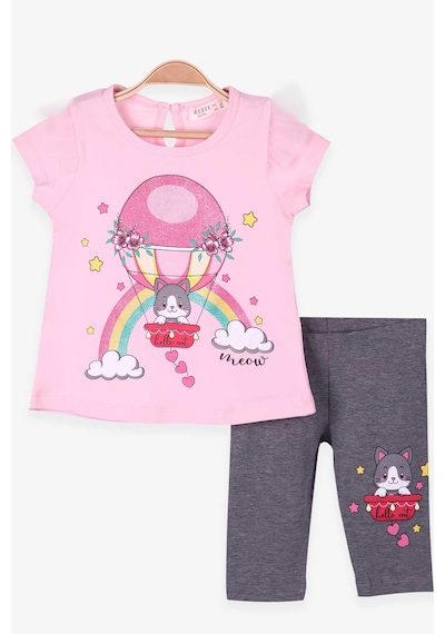 Breeze Kız Bebek Kapri Taytlı Takım Balon Baskılı 18-24 Ay Pudra