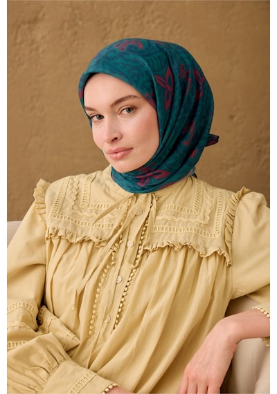 Silk Home Soft Eşarp 73099-16 Yeşil, Petrol Mavi, Fuşya