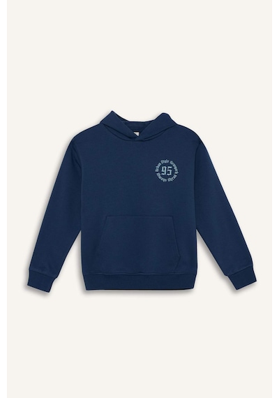Defacto Erkek Çocuk Kapüşonlu Baskılı İçi Yumuşak Tüylü Sweatshirt E9599a825aube829 Mavi
