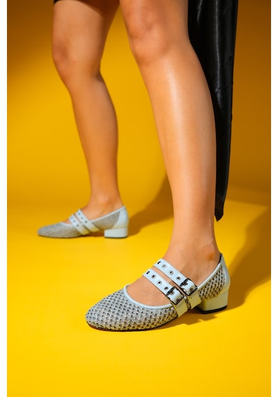 Luvishoes Luvi Shoes Lapıs Bebe Mavi Hasır Kadın Kısa Topuklu Ayakkabı Bebek Mavisi