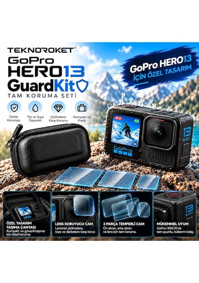 GoPro HERO13 / HERO12 / HERO11 / HERO10 Black Uyumlu GuardKit Koruma Seti | Teknoroket