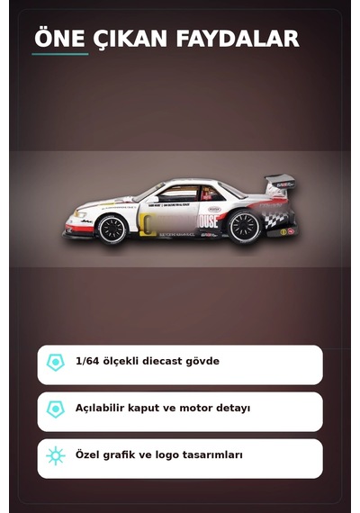 Kaido House 1/64 Diecast Nissan Silvia S13-r Circuit Spec V1 Metal Model Araba Bx-313374