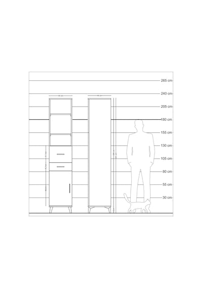 Hyperion Dolap 4 Raflı 2 Çekmeceli Tek Kapaklı 44x44x221 Aytaşı-çam Aytası
