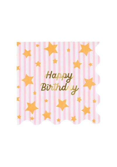Meri Meri - Bright Star Happy Birthday Large Napkins - Parlak Yıldız Happy Birthday Peçeteler - L - 16 Adet
