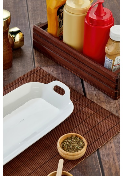 Porselen Dikdörtgen Sunum Ve Servis Tabağı 36,5x16x4 Cm Şık Kahvaltı Ve Meze Beyaz - 757315926 Beyaz
