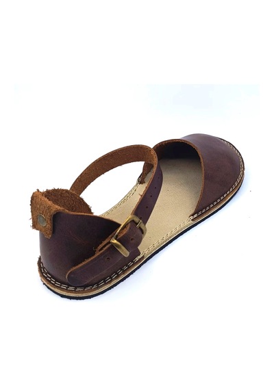 Bodhi Handcraft Kadın Barefoot Hakiki Deri Minimalist Günlük Sandalet El İmalatı Koyu Kahverengi