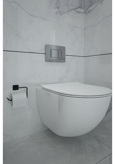 Yapışkanlı Siyah Kare Açık Tuvalet Kağıtlık Wc Kağıtlık Siyah