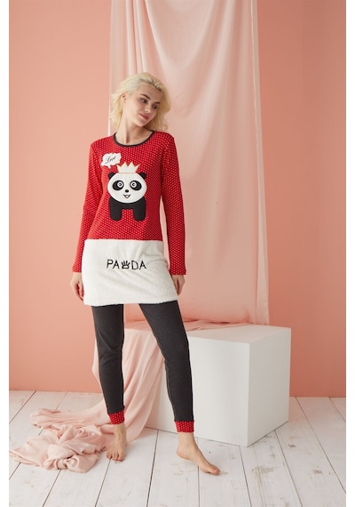 Polkan 5180 İnterlok Polarlı Bayan Pijama Takımı-4432-KATALOG RENGİ Çok Renkli