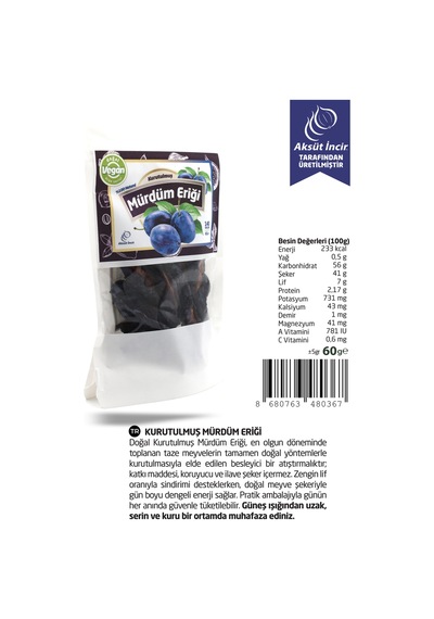Kurutulmuş Mürdüm Eriği 60 G