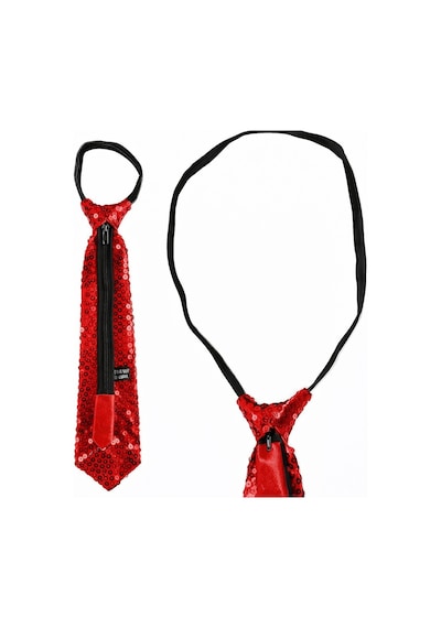 Kırmızı Pul Payetli Işıltılı Parti Kravatı 33 Cm Pop