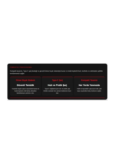 Powertec Tr-50 Profesyonel Type-c Şarjlı Burun & Kulak Kılı Tıraş Makinesi