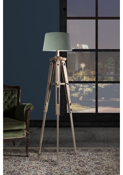 Piega Tripod Lambader Abajur Avize Aydınlatma Ahşap Fosil Eskitme Diğer