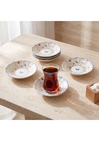 Güral Flora Blue 6 Parça Çay Tabağı 48833 Diğer