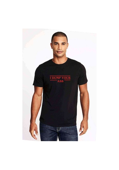 Stanger Things I Dump Your Ass Baskılı Siyah Erkek Tshirt