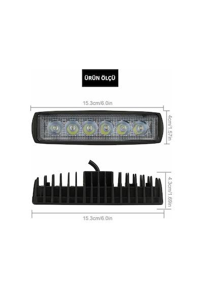 Off Road 6 İnç 18w 6 Led Plastik Kasa Mini Led Bar Oto Gündüz Led