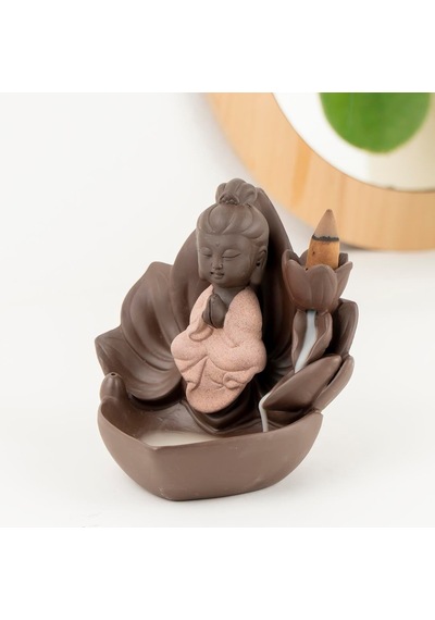 Zen Oturan Buddha Geri Akışlı Şelale Tütsülük Kahve