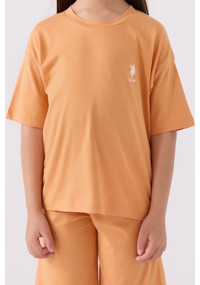 U.S. Polo Assn. U.s. Polo Assn Kız Çocuk Turuncu Bermuda Takım Us1848-c-v47 Turuncu