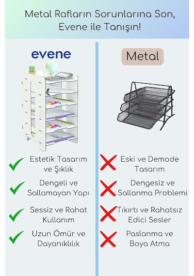 Tr Dosya Düzenleyici Masa Üstü Organizer Ahşap Evrak Rafı Beyaz Model 16, Eorganizer16 Genel