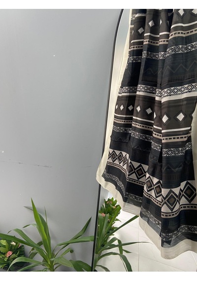 Aminenesil Modakaşmir Soft Pamuk Şal Siyah Bej Kahve Renk Bej - Krem - Siyah