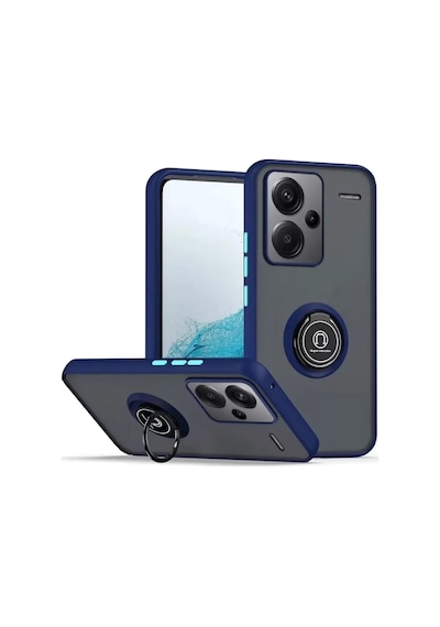 Newface Xiaomi Redmi Note 13 Pro Plus Kılıf Montreal Yüzüklü Silikon Kapak - Lacivert