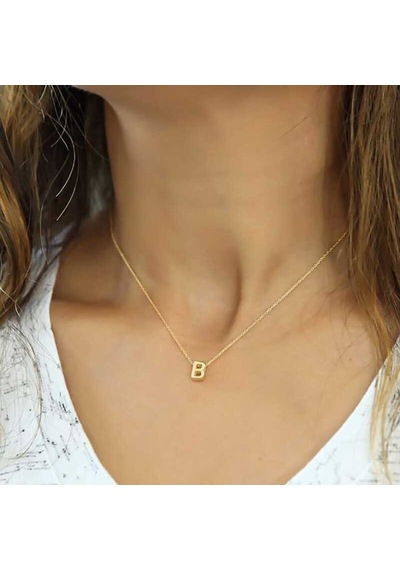 Gümüş 3 Boyutlu B Harf Kadın Kolye (523255808)