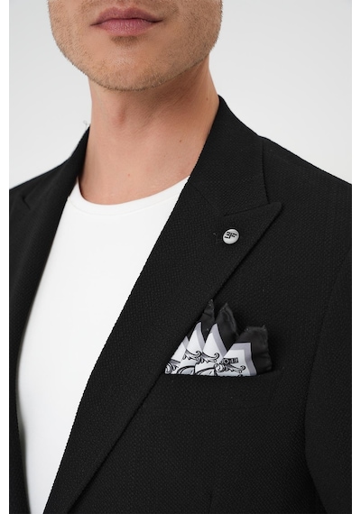 Efor Slim Fit Kırlangıç Yaka Torba Cep Çift Yırtmaç Casual Siyah Ceket C 700 Siyah