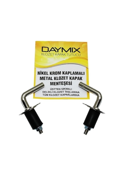 Daymıx Nikel Krom Kaplamalı Metal Klozet Kapak Menteşesi, Üstten Sıkmalı, Delikli Klozet Taşlarına Uyumlu Açık Ahşap