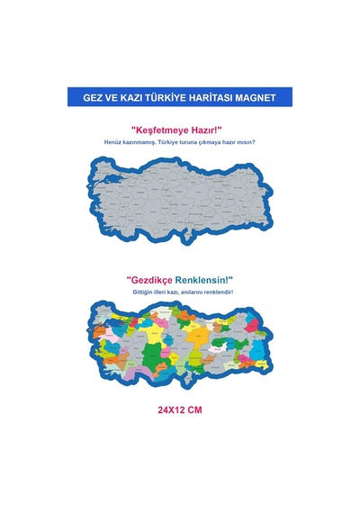 Kazınabilir Türkiye Haritası Magnet Gez-kazı Seyahat Haritası 24x12 Cm Diğer