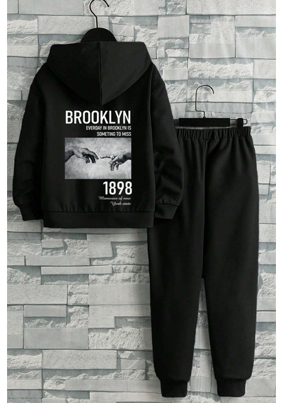 Uyguntarz Çocuk 1898 Brooklyn Baskılı Eşofman Takımı Siyah