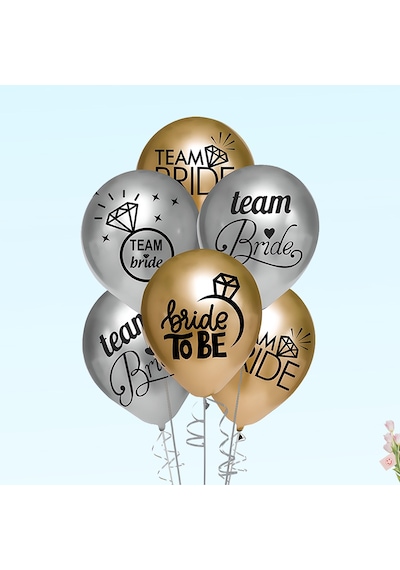 Team Bride Metalik Altın ve Gümüş Renkli Balon, 30cm x 8 Adet