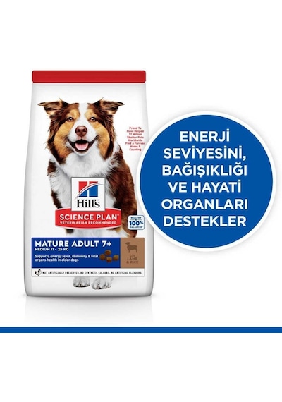 Hill's Scıence Plan Mature Adult 7+ Medium Orta Irk Kuzulu Yaşlı Köpek Maması 14kg