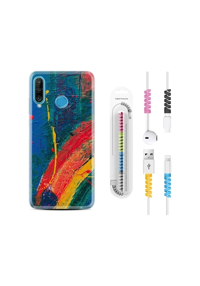Huawei P30 Lite Kılıf Kablo Koruyuculu Ressam Sulu Boya 1600